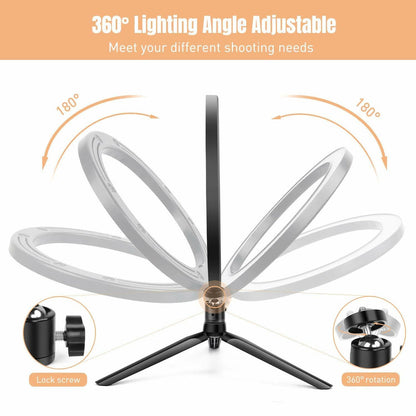 Multi-Position Ring Light with Dual Phone Clips