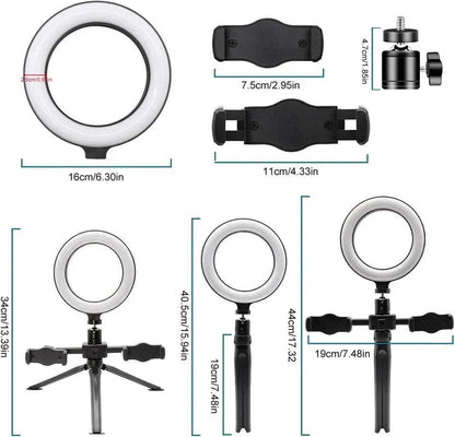 Multi-Position Ring Light with Dual Phone Clips
