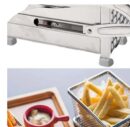 Stainless Steel French Fries Cutter – Double Blade Potato Slicer | Heavy Duty Manual Chip Maker | Easy Clean Kitchen Tool