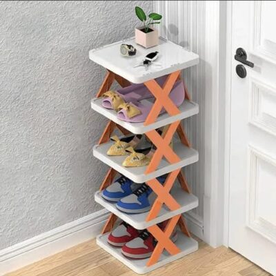 4-Layer Foldable Shoe Storage Rack – Space Saving Modern Shoe Organizer | Durable Fiber Plastic Rack for Home, Apartment & Office