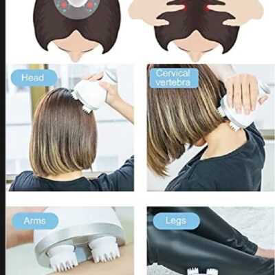 Electric Scalp Massager with 4 Kneading Nodes – Waterproof Wireless Head & Full Body Relaxation Massager for Stress Relief & Hair Growth