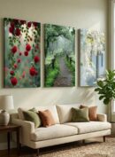 3 Pcs Wooden Sticky Wall Frames Set – 8x11 Inch Decorative Wall Art Tiles with Adhesive Tape | Modern Wall Decor for Living Room, Bedroom & Office