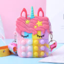 Small Sleepy Unicorn Star Pop Fidget Bag with Long Ribbon Strap – Silicone Multi-Purpose Storage Bag for Kids – Cute Unicorn School & Travel Organizer (Random Color)