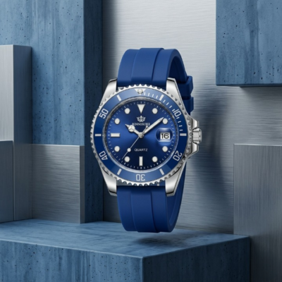 Men’s Luxury Sports Wristwatch Blue – Stylish Modern Watch with Durable Silicone Strap for Casual & Sport Wear