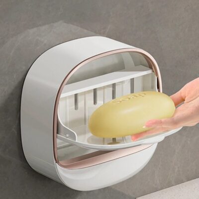 Wall Mounted Soap Box – Punch-Free Light Luxury Soap Holder with Drain System | Bathroom & Laundry Organizer (Random Colour)