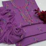 GTM Lawn 3PC Handmade Pakka Gota Work Dress - Lawn Shirt with Plain Trouser & Chiffon Dupatta - Article 01