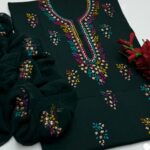 GTM Lawn 3PC Handmade Pakka Gota Work Dress - Lawn Shirt with Plain Trouser & Chiffon Dupatta - Article 03