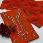 GTM Lawn 3PC Handmade Pakka Gota Work Dress - Lawn Shirt with Plain Trouser & Chiffon Dupatta - Article 04