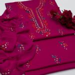 GTM Lawn 3PC Handmade Pakka Gota Work Dress - Lawn Shirt with Plain Trouser & Chiffon Dupatta - Article 05