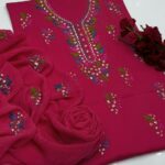 GTM Lawn 3PC Handmade Pakka Gota Work Dress - Lawn Shirt with Plain Trouser & Chiffon Dupatta - Article 06