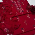 GTM Lawn 3PC Handmade Pakka Gota Work Dress - Lawn Shirt with Plain Trouser & Chiffon Dupatta - Article 11