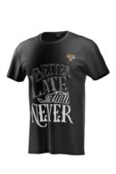 Black T-shirt, bold typography "Late Better Than Never", street style, unisex