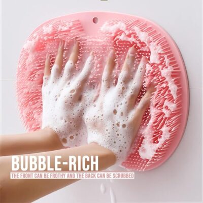 Silicone Shower Foot & Back Scrubber Mat with Suction Cups | Wall Stick Bathroom Massager Brush | Deep Cleaning & Dead Skin Remover | Non-Slip Foot Scrub Pad (Random Color)
