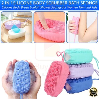 Silicone Body Scrubber Bath Sponge – Soft Exfoliating Shower Brush for Men & Women | Deep Cleansing Bath Scrubber (Random Color)