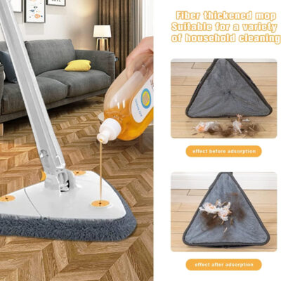 Royal’s Triangle Shaped Microfiber Mop – Self-Wringing Floor Dust Mop with Telescopic Handle