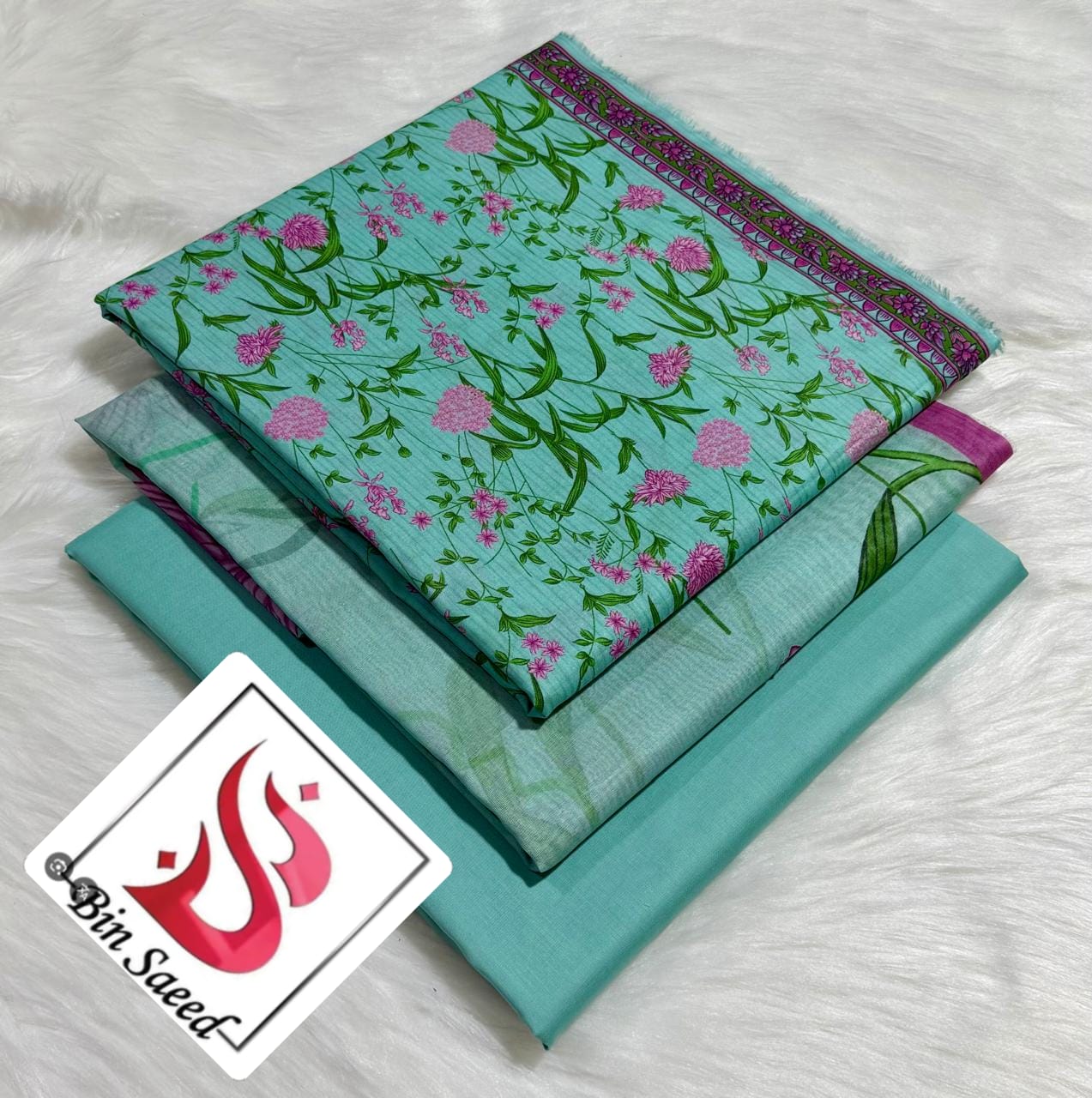 Bin Saeed 100% Original Printed Lawn 3PC Suit Article 37