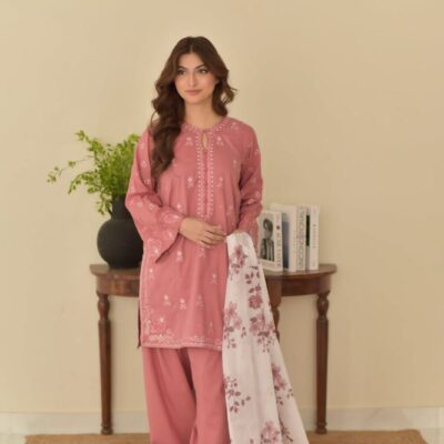 Cross Stitch 3PC Embroidered Lawn Suit – Premium Air-Jet Fabric (D#1138)