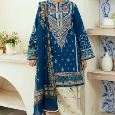 Luxury Shamoze Silk Digital Print 3 Piece Suit – Shirt, Trouser & Dupatta Elegant Ladies Dress Set