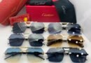 Cartier Luxury Rimless Square Sunglasses for Men & Women – Black Frame / Black Lens