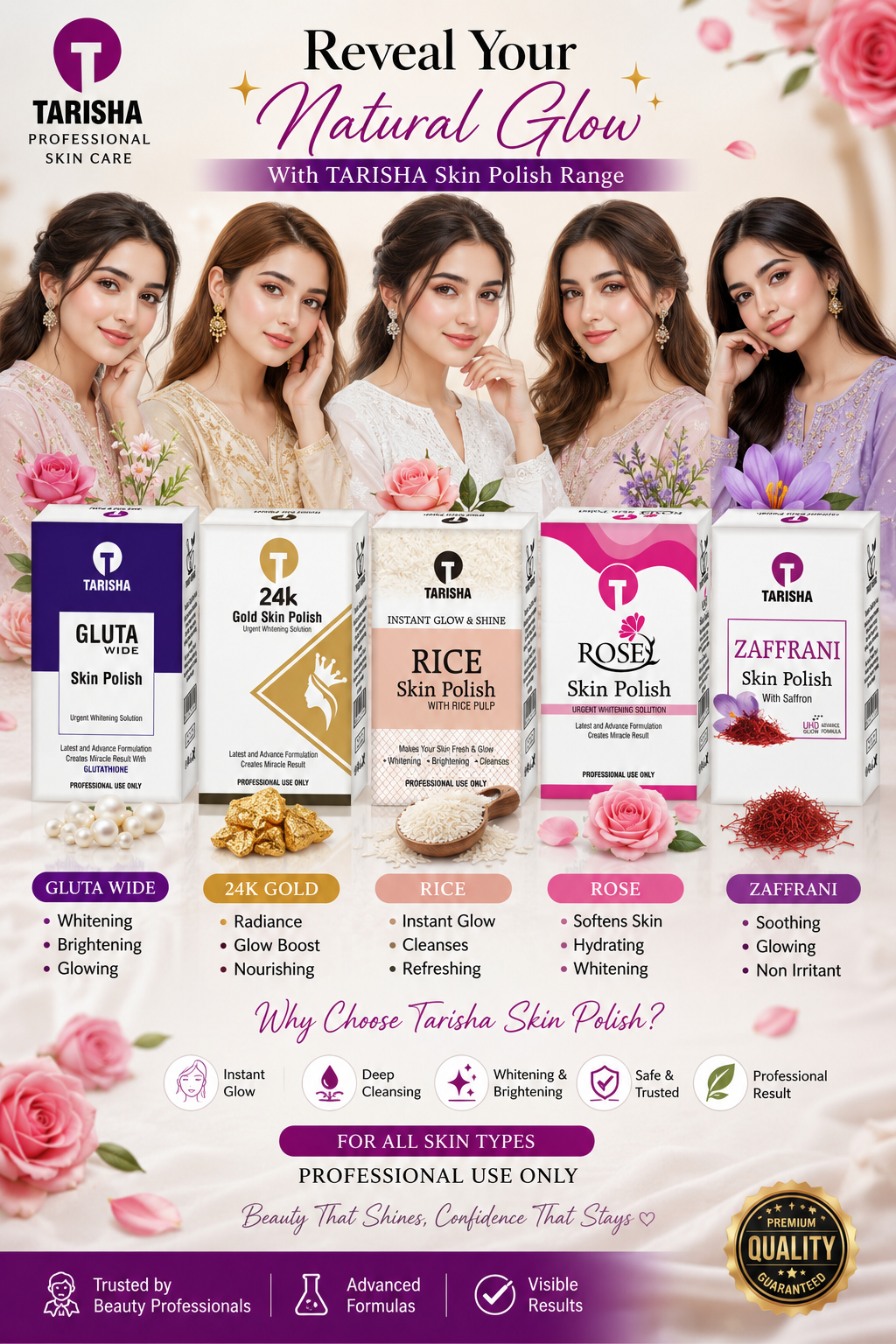 Tarisha Professional Skin Polish Collection – Special Discount Offer for Beauty Parlors! ✨  Upgrade Your Salon with Premium Skin Polish Treatments at Exclusive Wholesale Prices. Limited Time Offer for Professional Beauty Parlors Only!